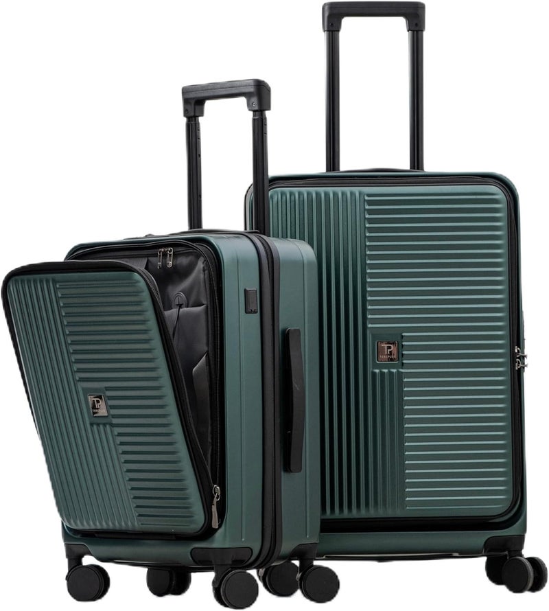 TEREPLUS® 20/24in Luggage Set with Laptop Compartment and USB Port - Dark Green - Image 1